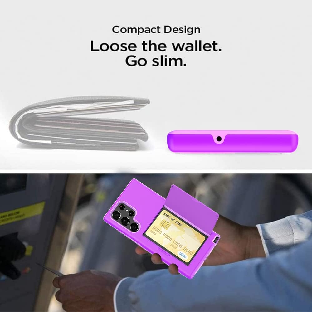 Funda para Samsung Galaxy S23 Ultra con tarjetero, ranura para tarjeta de crédito, funda protectora tipo cartera – gris