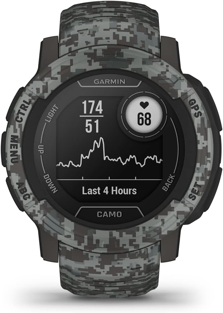 Garmin 010-02626-13 Instinct 2 Camo Edition GPSRastreador de fitness Graphite Camo Bundle con paquete de protección mejorada CPS de 2 años