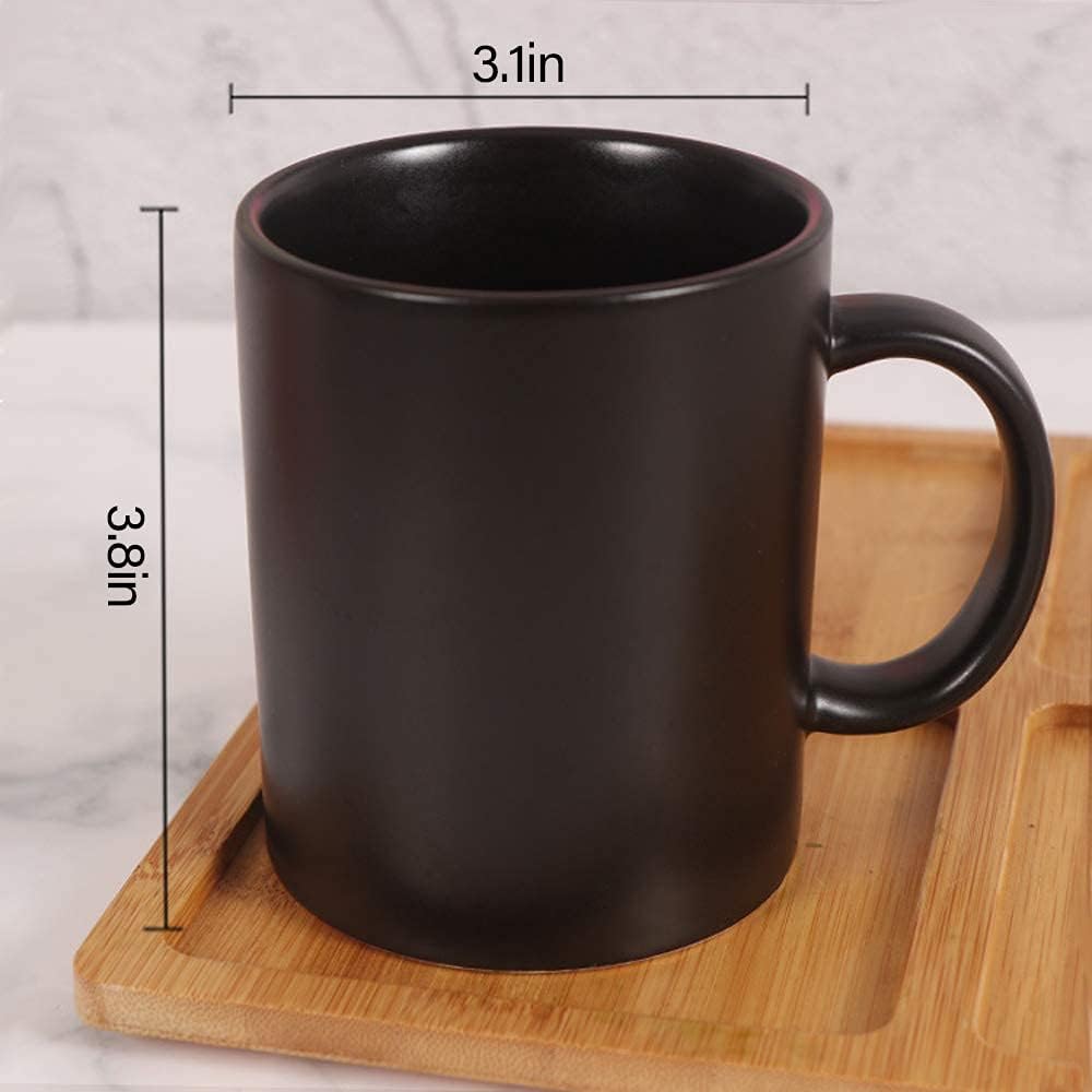 Smilatte – Taza de café de porcelana negra mate de 11 onzas, taza clásica de cerámica con Hanlde para té de capuchino con leche, negro mate