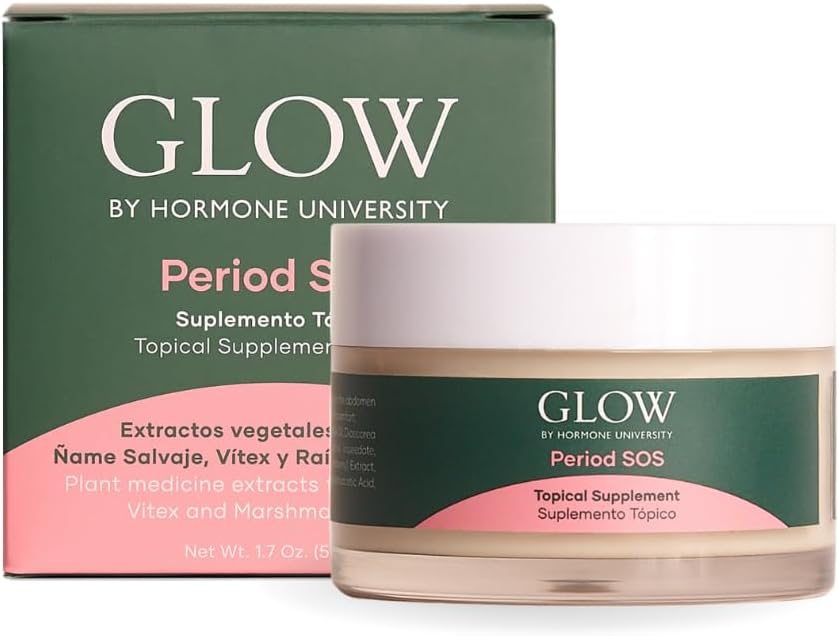 Glow Botanica Period SOS – Suministro de 1 mes – Crema de ñame silvestre para aliviar los síntomas del síntoma del síndrome premenstrual –