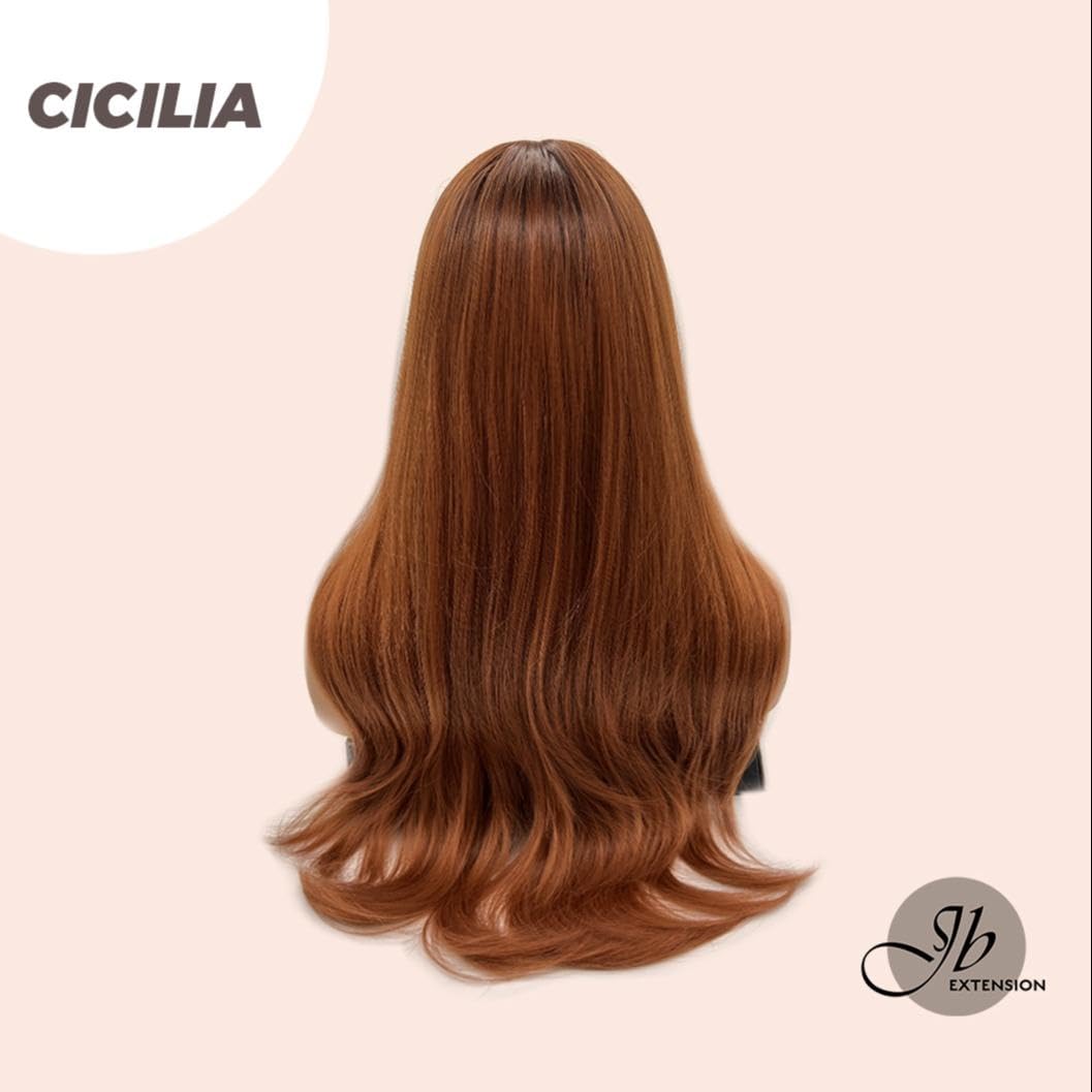 CICILIA – Peluca de cobre con flequillo en capas para usar y llevar, pelucas sin pegamento para mujer, pelucas sintéticas naturales largas y rizadas