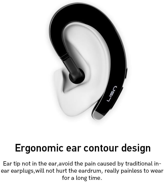 Auriculares Bluetooth con gancho para la oreja, auriculares Bluetooth inalámbricos de una sola oreja con micrófono, auricular Bluetooth ultraligero