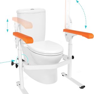 Rieles de seguridad para inodoro para ancianos (520 libras), rieles de inodoro para ancianos, altura ajustable, marco de seguridad resistente con Rieles de seguridad para inodoro para ancianos (520 libras), rieles de inodoro para ancianos, altura ajustable, marco de seguridad resistente con