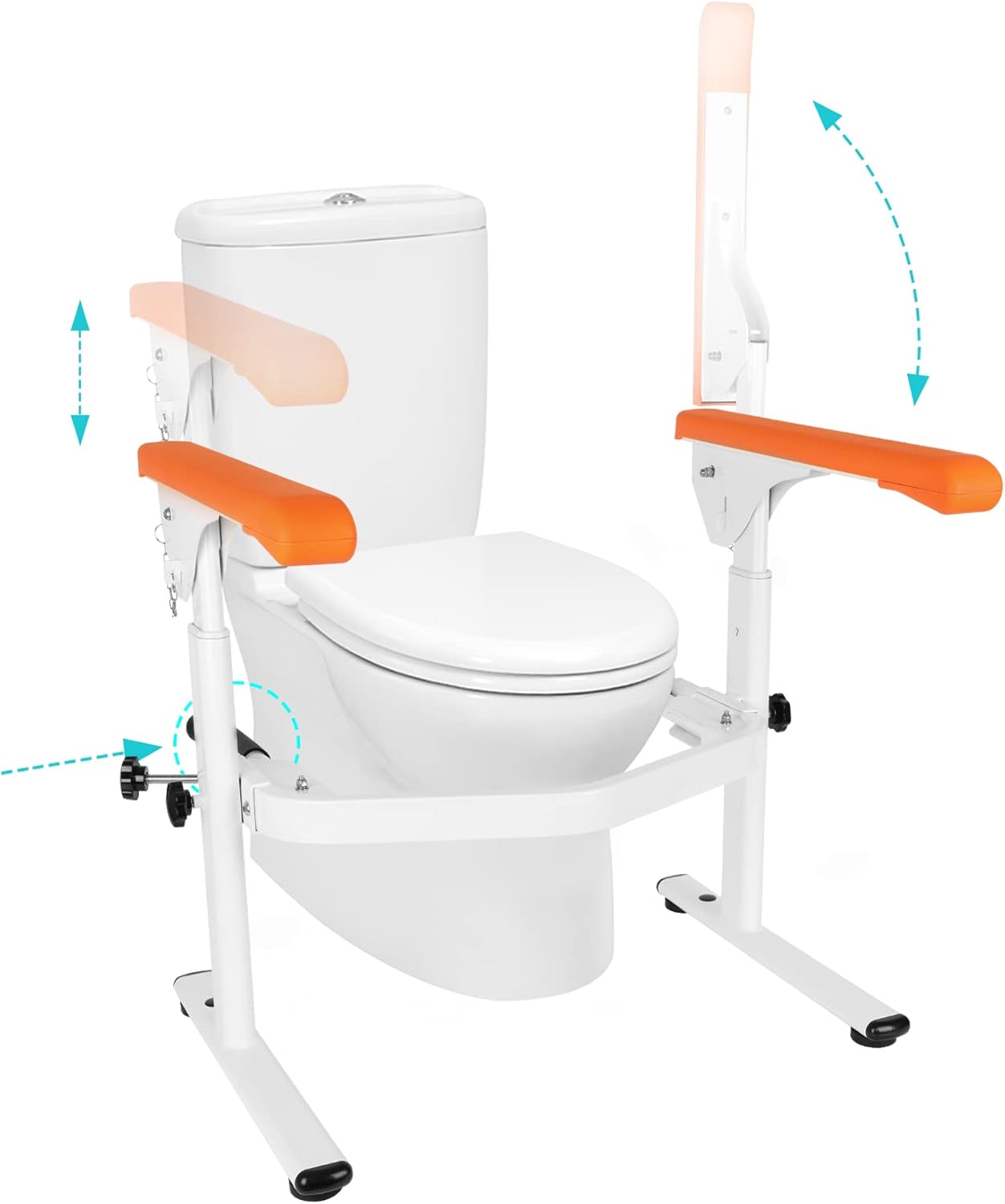 Rieles de seguridad para inodoro para ancianos (520 libras), rieles de inodoro para ancianos, altura ajustable, marco de seguridad resistente con