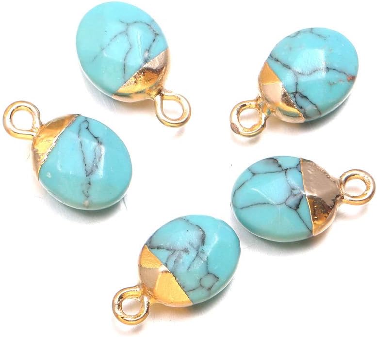 10 dijes de piedra semipreciosa natural, de 0.315 x 0.512 in para hacer joyas, jade turquesa, ágata de cristal de cuarzo, pulsera, collar, hallazgos