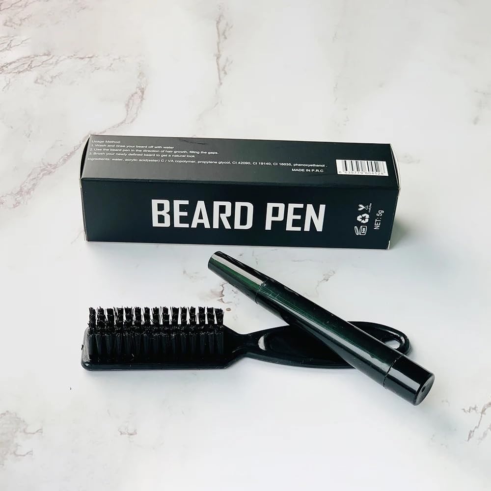 Bolígrafo de barba para hombre, resistente al agua, cepillo para barba y barba, cobertura de larga duración, acabado natural, forma de reparación de