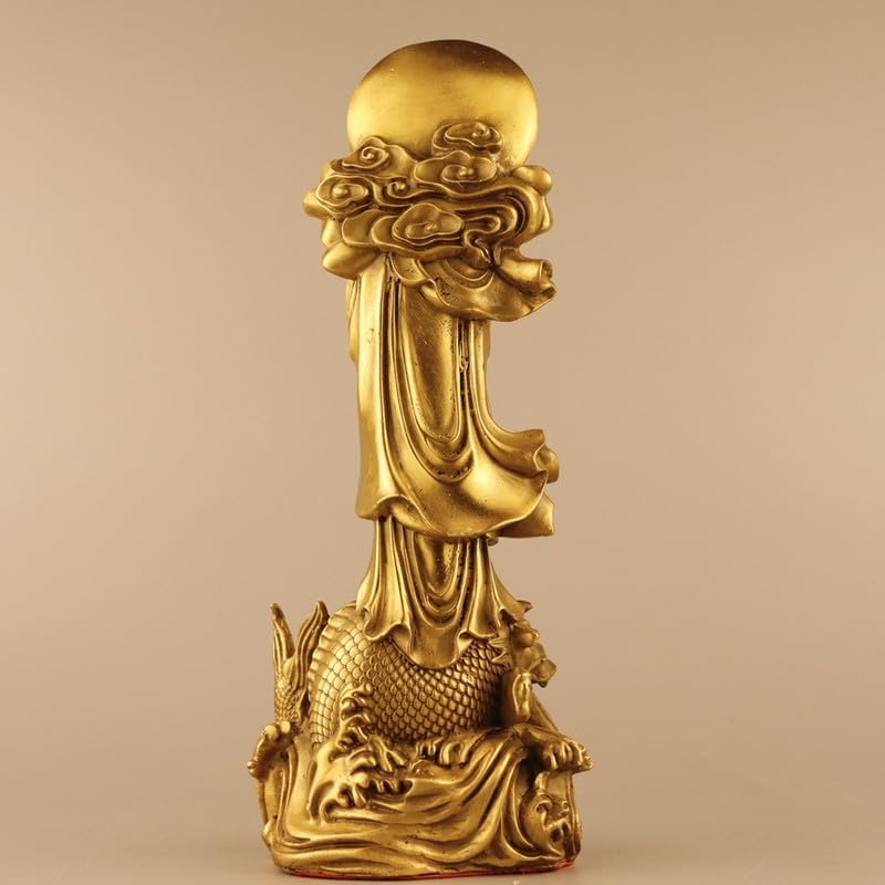 VENEKA Estatua de latón puro oriental chino Guan Yin Bronze-Ware Decoración para el hogar Exhibición