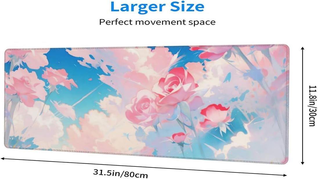 Alfombrilla de mouse grande extendida para juegos, alfombrilla de goma antideslizante para escritorio, color rosa rosa, adecuada para escritorio,