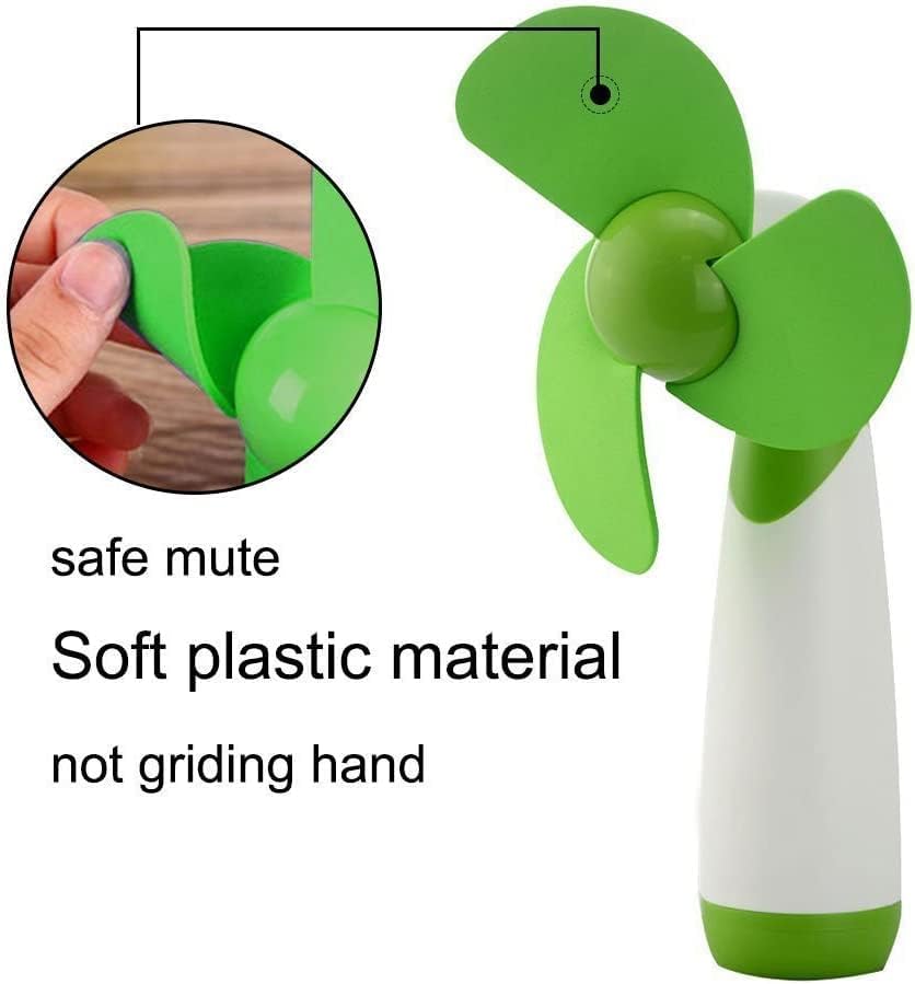 JDYYICZ Mini ventilador de mano, batería de ventilador personal, cuchillas de espuma suave para el hogar y viajes (verde, 1 unidad)