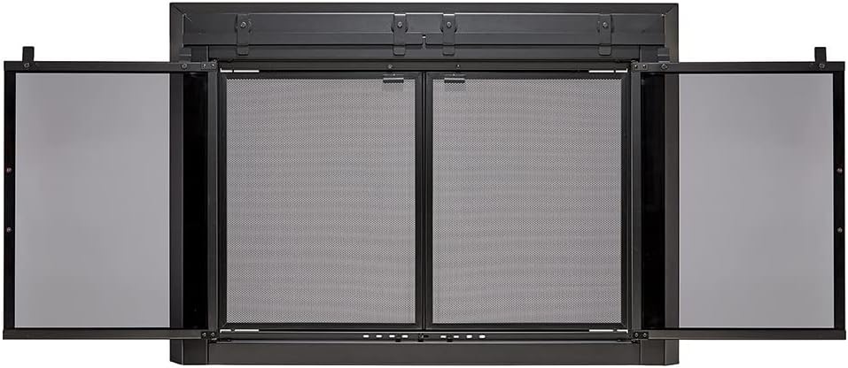 UniFlame – Gregory – Puertas de chimenea estilo gabinete con vidrio templado ahumado (color negro, tamaño mediano – se adapta a aperturas de 30 a 37
