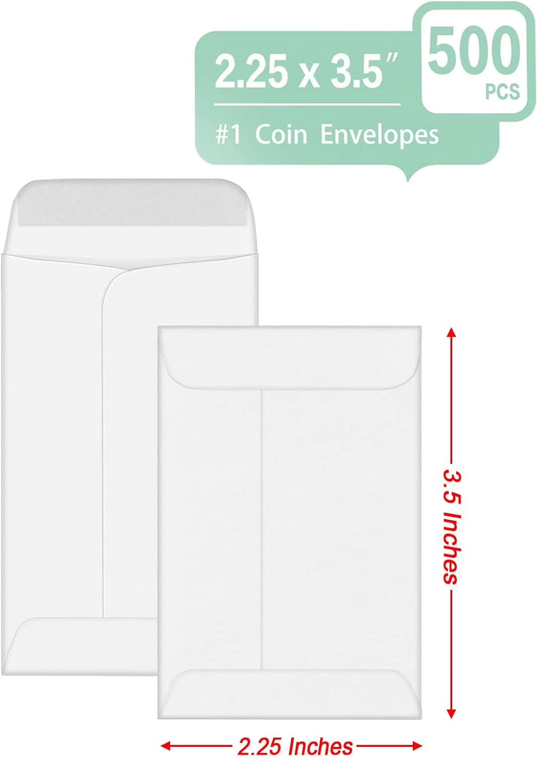 Xxcxpark 500 sobres para monedas #1, sobres de papel kraft blanco de 2-14 x 3-12 pulgadas, sobres clásicos de papel kraft para piezas pequeñas, con