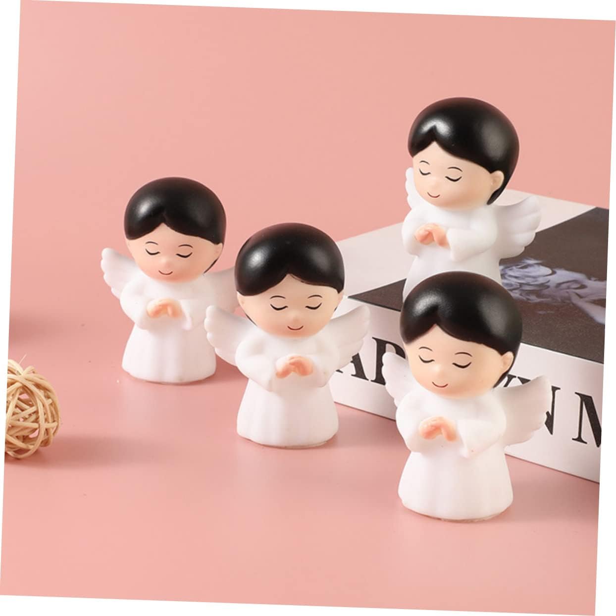 GANAZONO 12 piezas de decoración de pastel de hada de ángel, mini figuras de resina, decoración para automóvil, niño, estatuas de querubines, mini