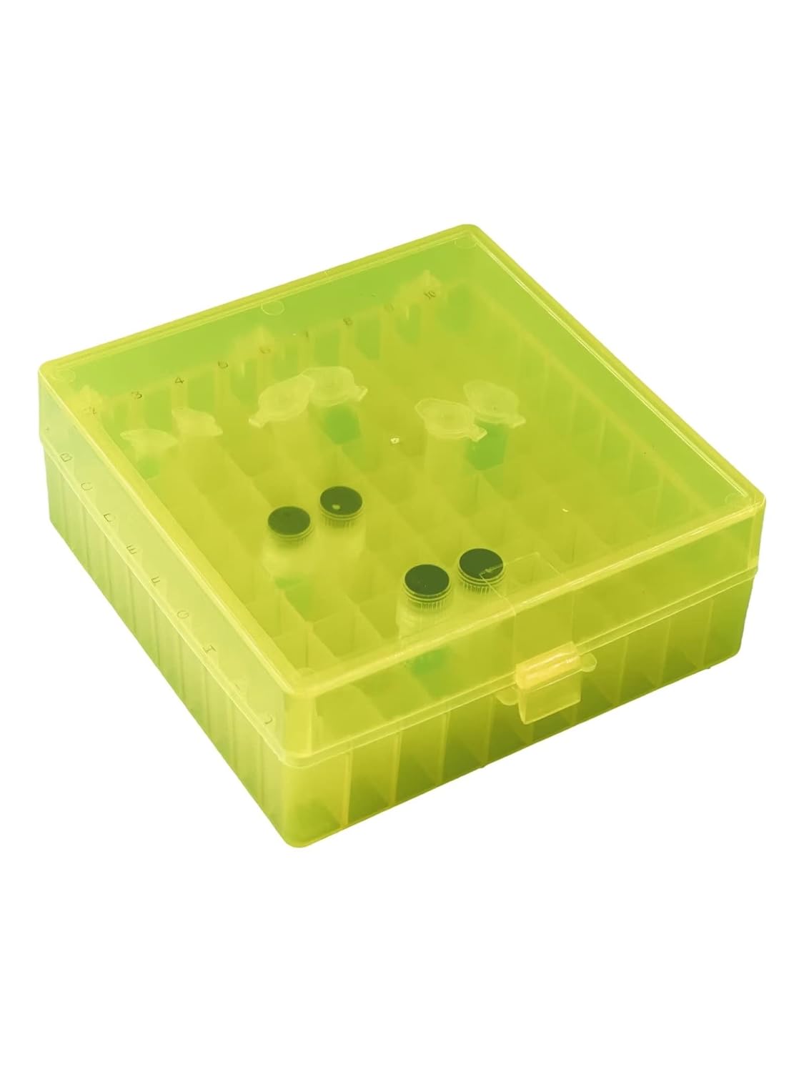 Caja de almacenamiento criogénica de tubo de micro centrífuga Cryobox de 100 pozos con tapas de color asociadas, paquete de 5