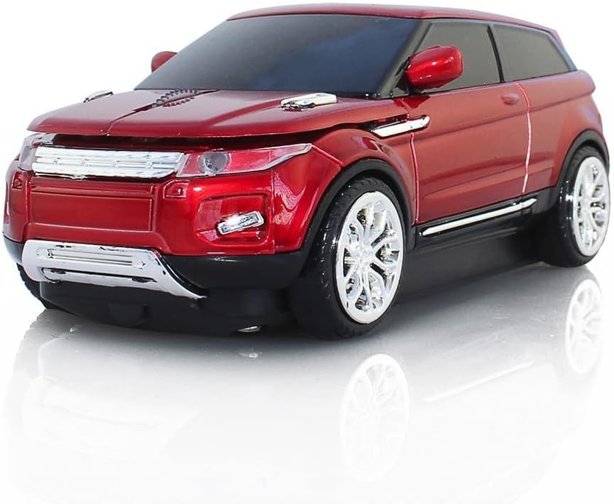 ECOiNVA Ratón inalámbrico para coche deportivo Ratón de computadora portátil de escritorio Ratones ópticos 2.4G (rojo)