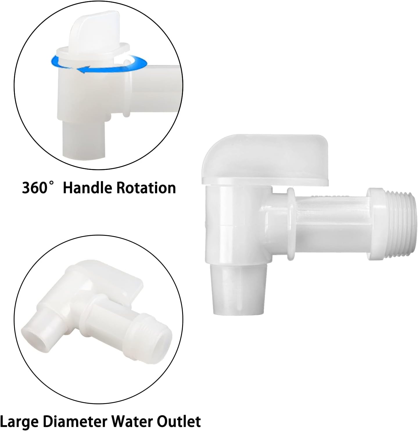 8 grifos de barril macho de 34 pulgadas para jarras de agua de 5 galones, grifo de tambor de plástico, grifo de agua de repuesto (blanco)