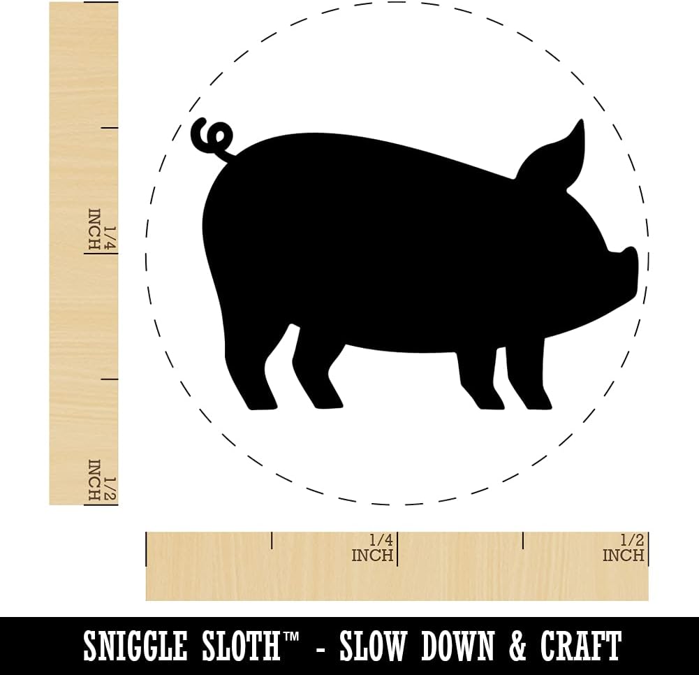Pig Sideview – Sello de goma de animales de granja para sellar planificadores de manualidades, mini de 12 pulgada