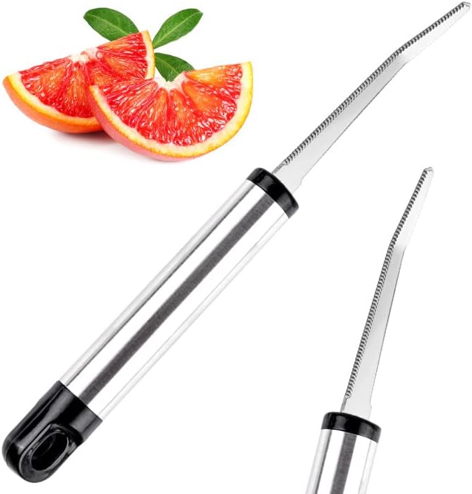 WXJ13 7 cucharas de pomelo y cuchillo de toronja, cuchara de postre de toronja de acero inoxidable, utensilios de toronja dentada, herramientas para