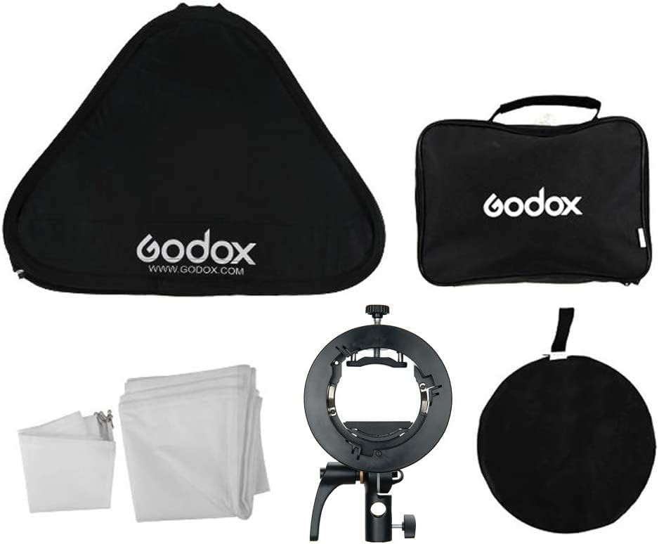 Godox Softbox de 32 x 32 pulgadas con soporte Godox tipo S Speedlite, kit de softbox portátil de montaje Bowens adecuado para Godox V1 AD200Pro