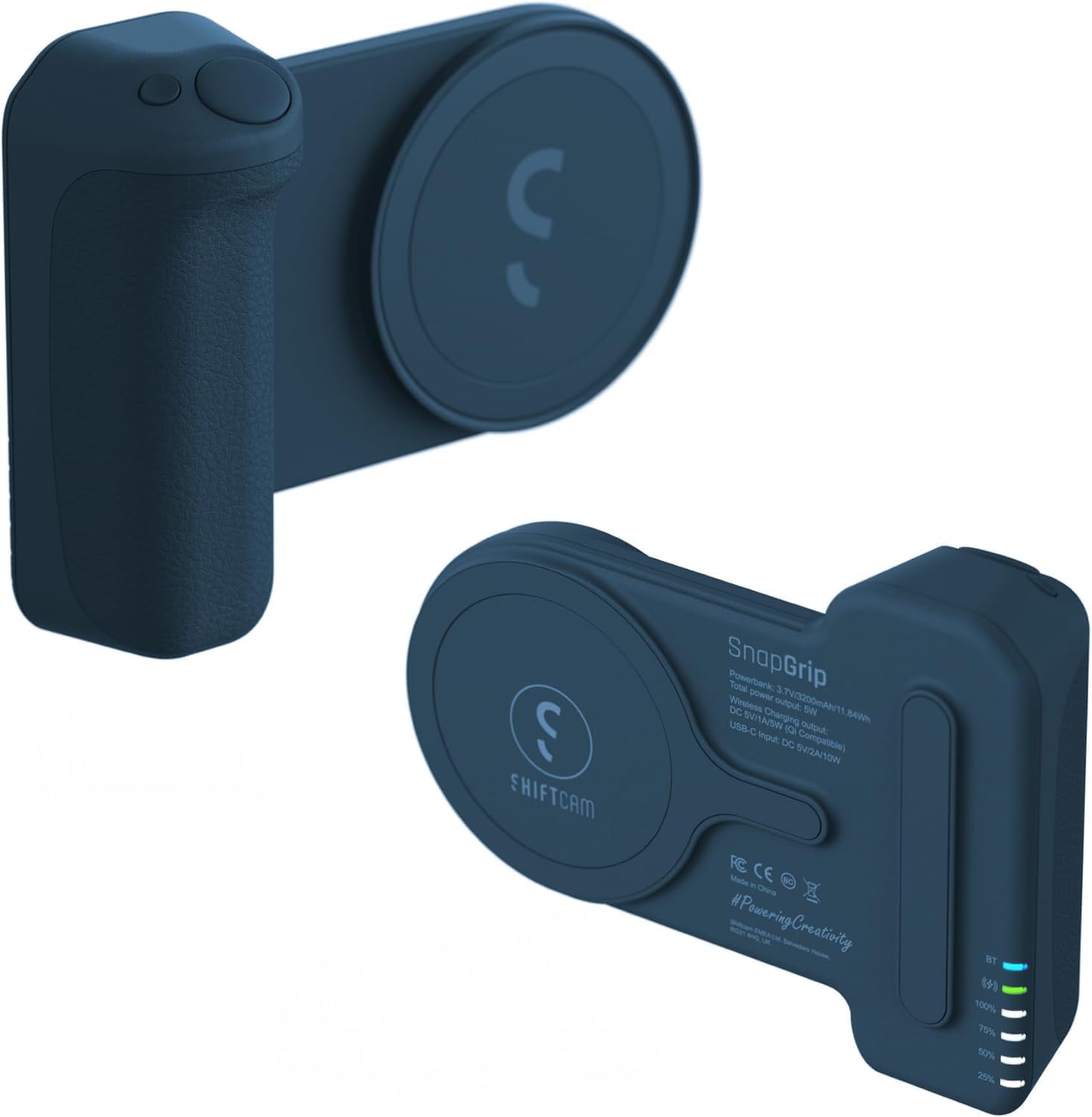 ShiftCam SnapGrip – Empuñadura de batería móvil con botón de obturador inalámbrico, montaje magnético que se ajusta a cualquier teléfono, Powerbank