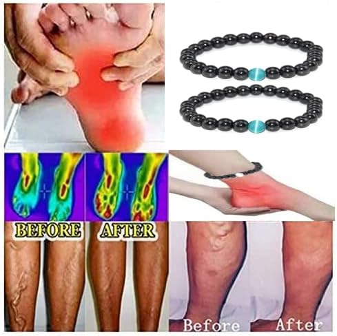 Tobillera de obsidiana negra antihinchazón para mujer, pulsera de obsidiana de drenaje linfático, pulsera magnética de obsidiana antiansiedad para