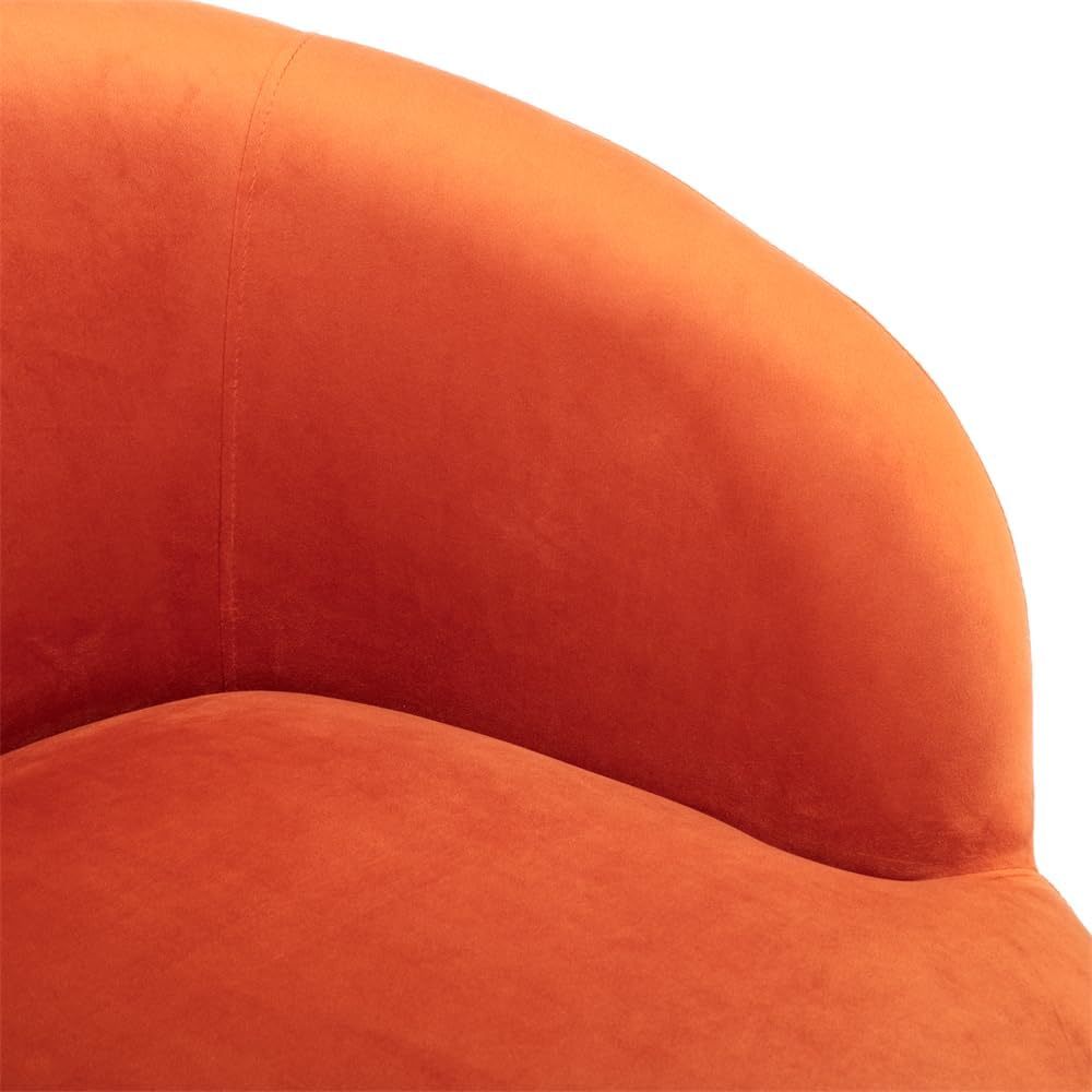 JINS&VICO Silla giratoria con diseño de barril, sillón individual tapizado de terciopelo con base de metal, sillas modernas y cómodas para sala de
