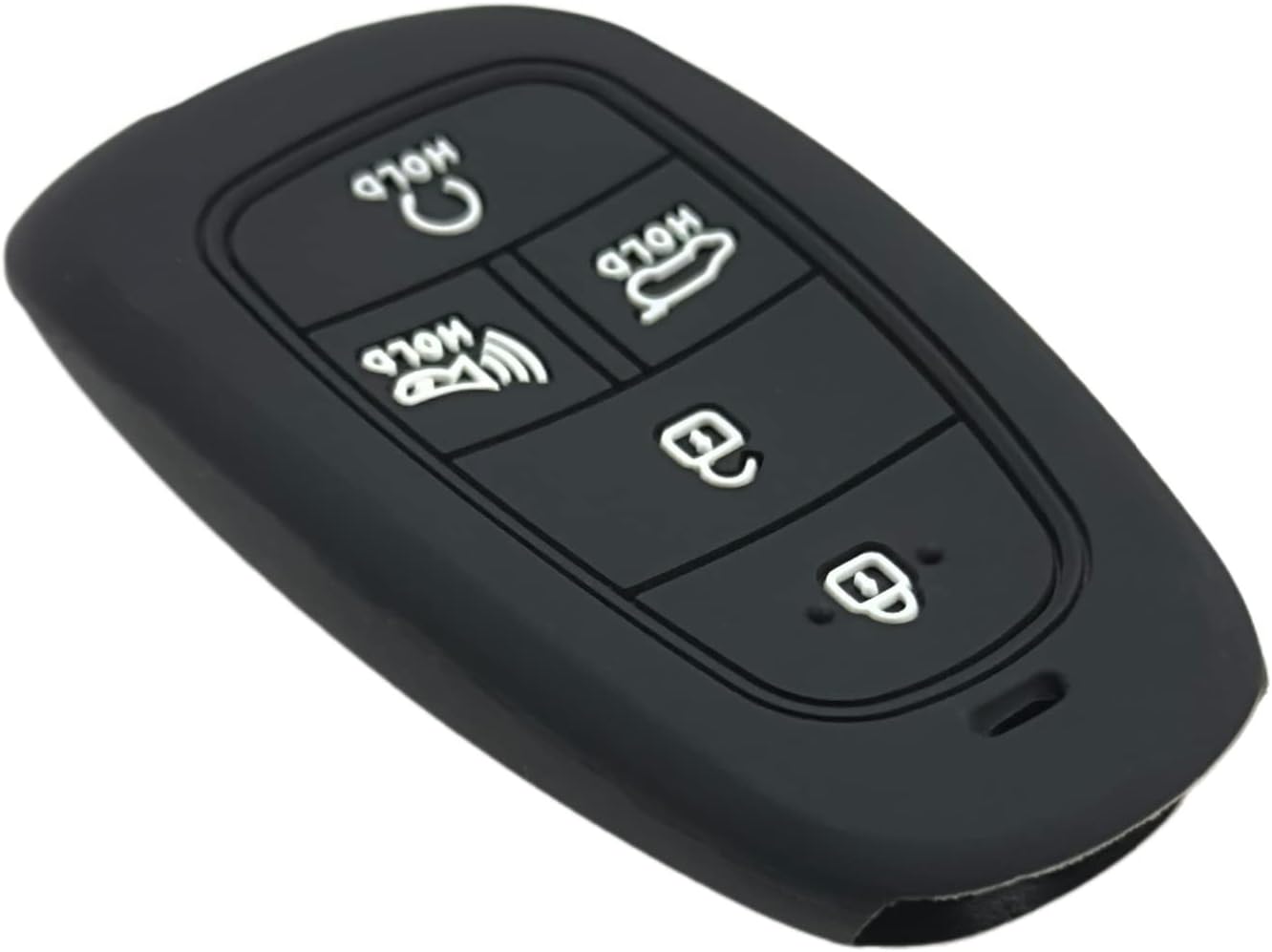 Funda de goma de silicona para llavero compatible con (5 botones) 2019-2023 Hyundai Sonata Sanata Fe Tucson Palisade (negro negro)
