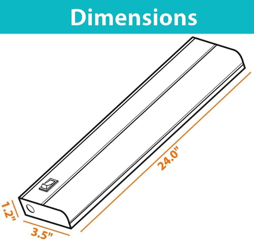 Accesorio LED debajo del mostrador de 24 pulgadas 5000 Kelvin (color de luz blanca diurna). Solo cable directo de cableado. Reemplace las luces del