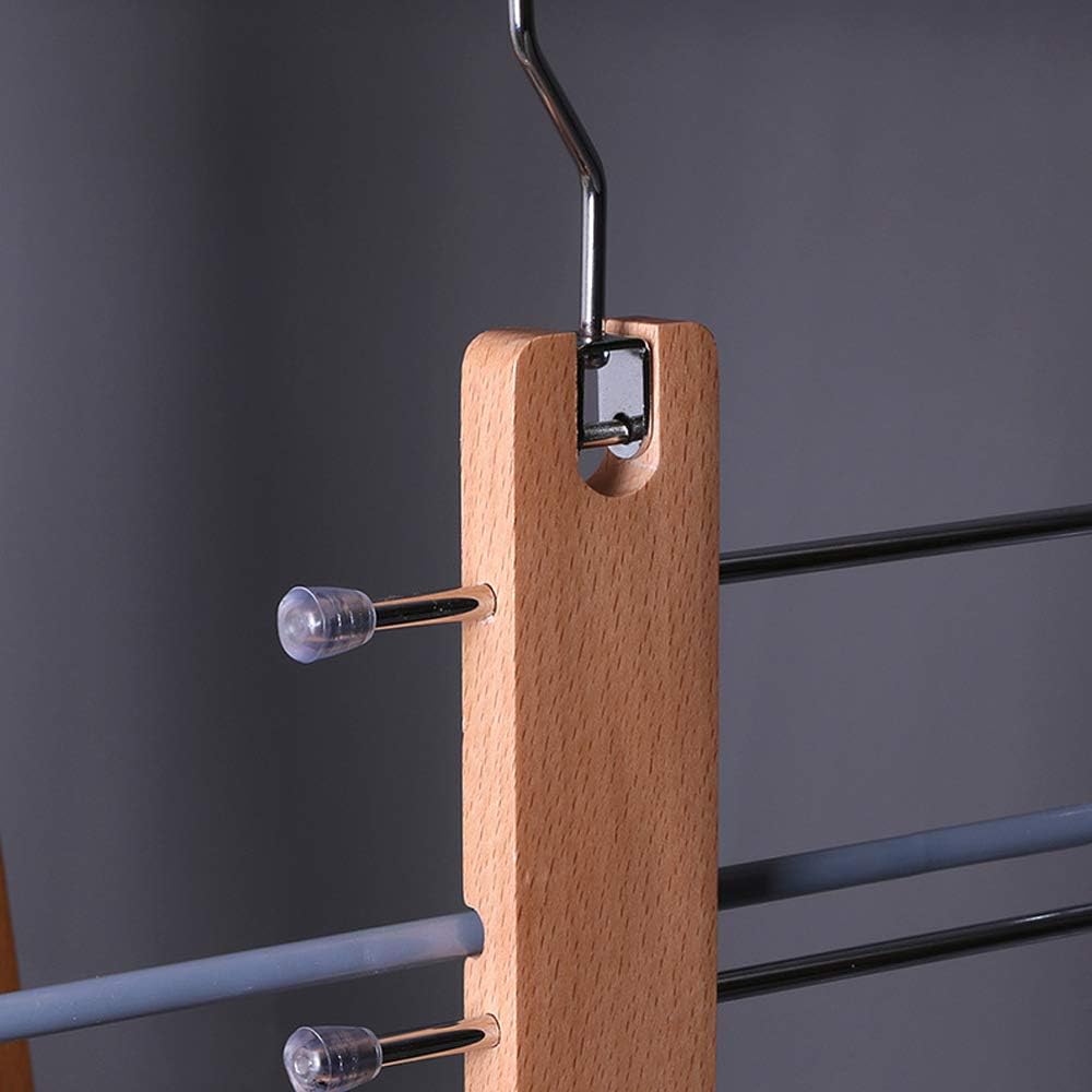 Perchas plegables para pantalones que ahorran espacio, perchero de acero inoxidable y madera, antideslizante de 5 capas para jeans para organizador
