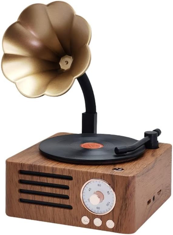 Retro Radio Portátil Mini FM Altavoz MP3 Música Caja Vintage Reproductor de discos