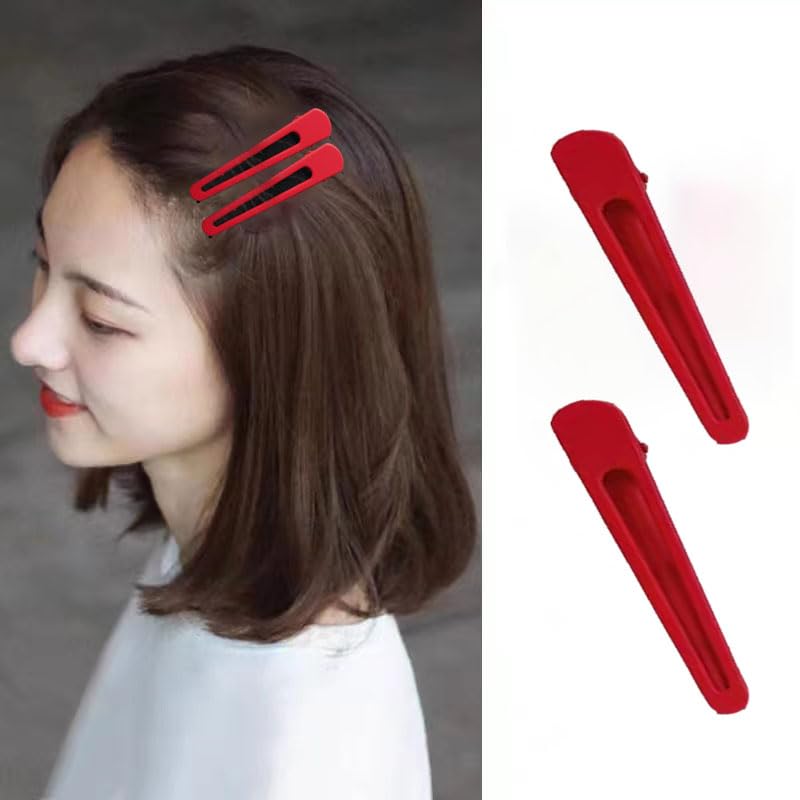 12 pinzas para el pelo de aleación para mujer, pinzas de cocodrilo de metal para damas, accesorios de pelo rojo para fiestas diarias (B)
