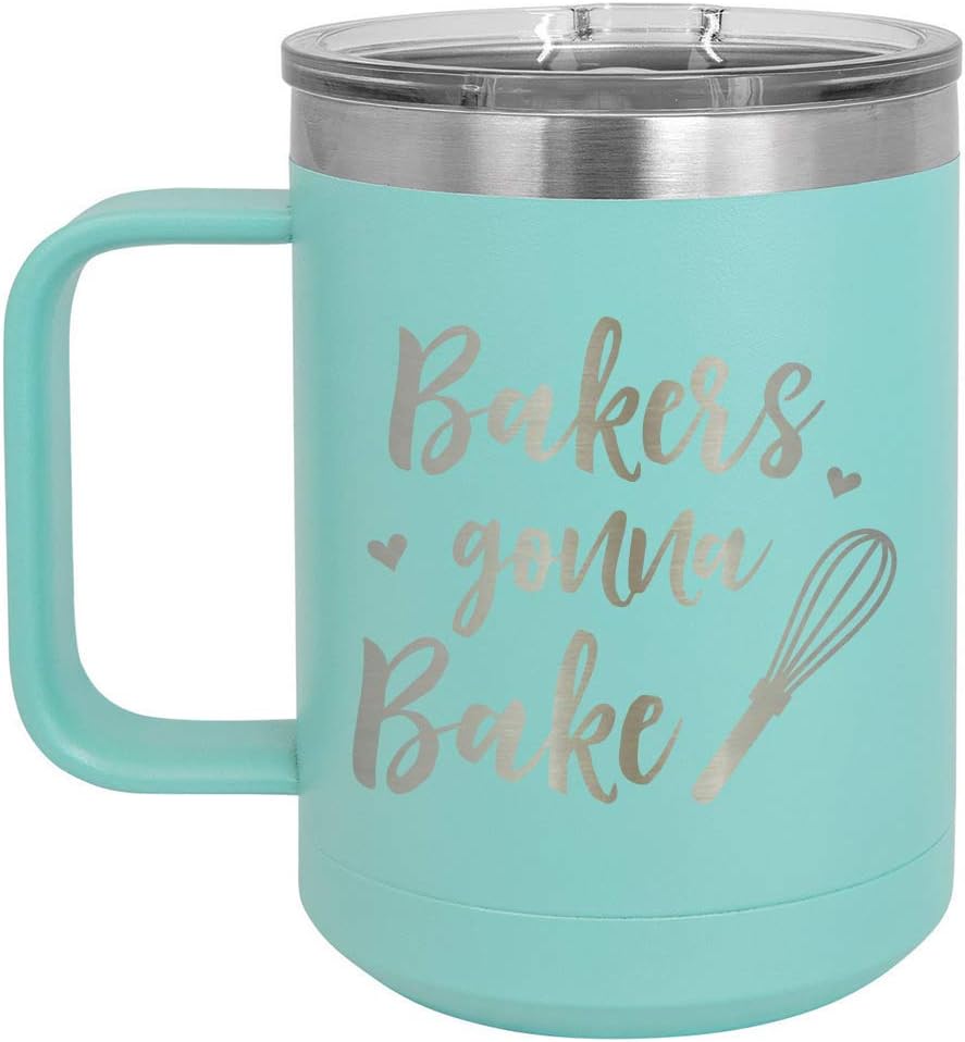 Bakers GONNA BAKE Taza de café de 15 onzas con tapa superior deslizante  Taza de café de viaje aislado  Ideas de regalo de cumpleaños o Navidad de
