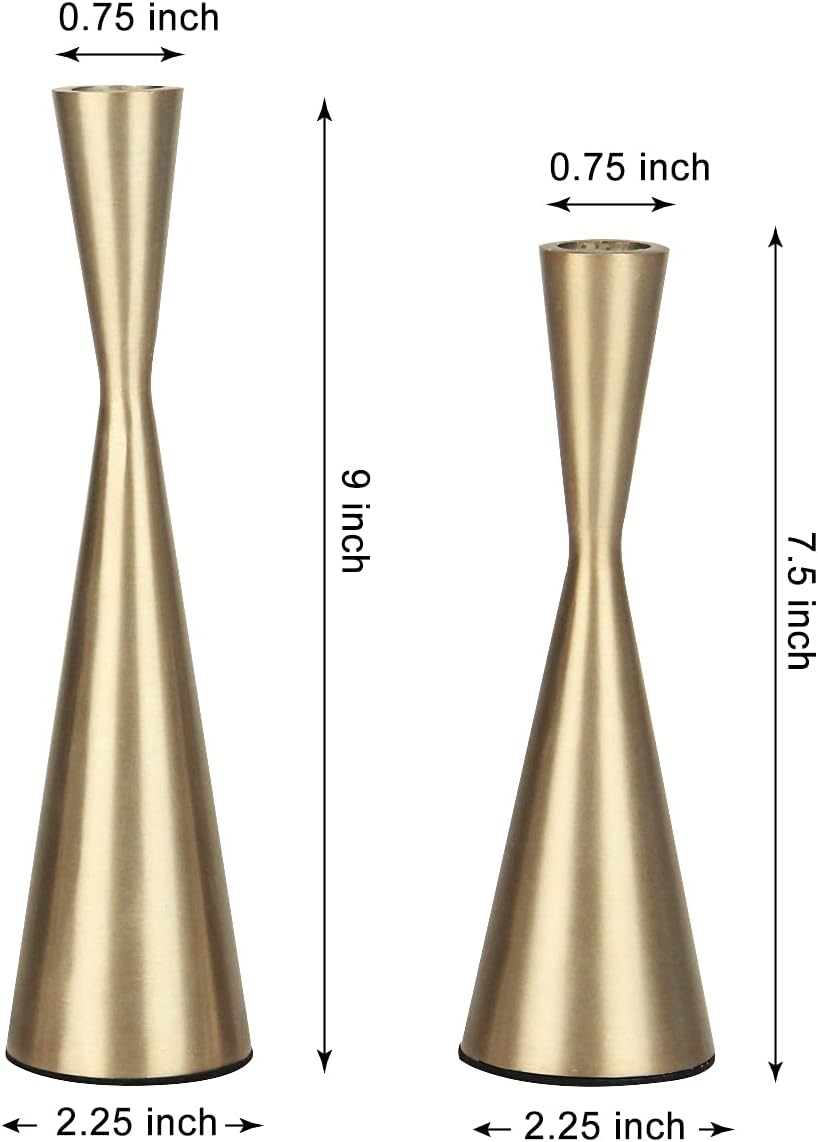 Vixdonos Portavelas de metal dorado de latón, juego de 2 portavelas decorativos de mesa para bodas, cenas, fiestas, decoración del hogar (dorado)