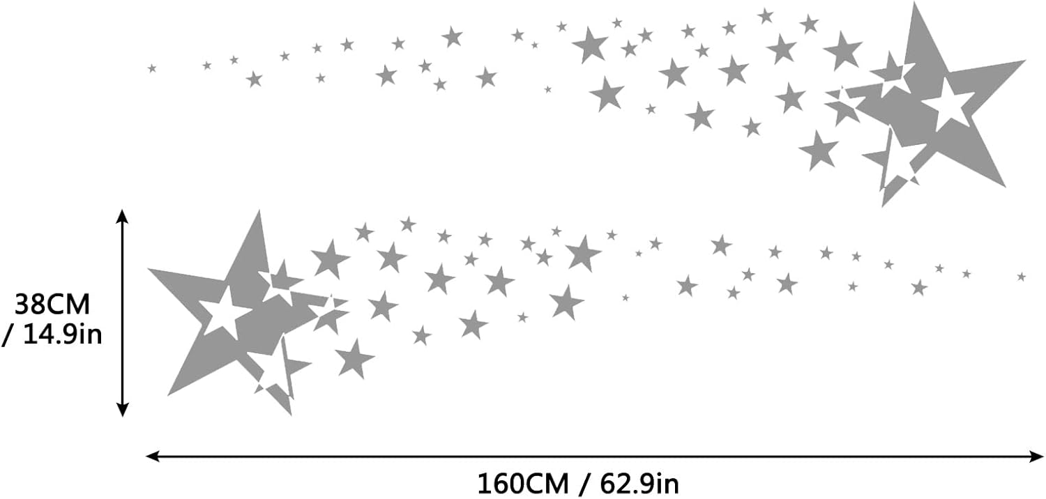 2 calcomanías de vinilo universales con diseño de estrellas para todos los autos, U007, color gris