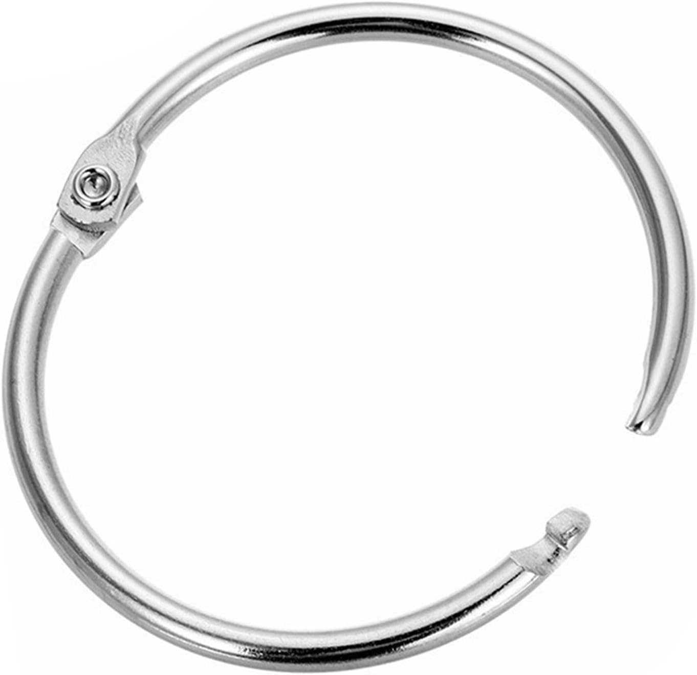 100 anillos para carpeta de hojas sueltas, llavero, anillos de metal para libros, anillos redondos de acero inoxidable para suministros escolares de