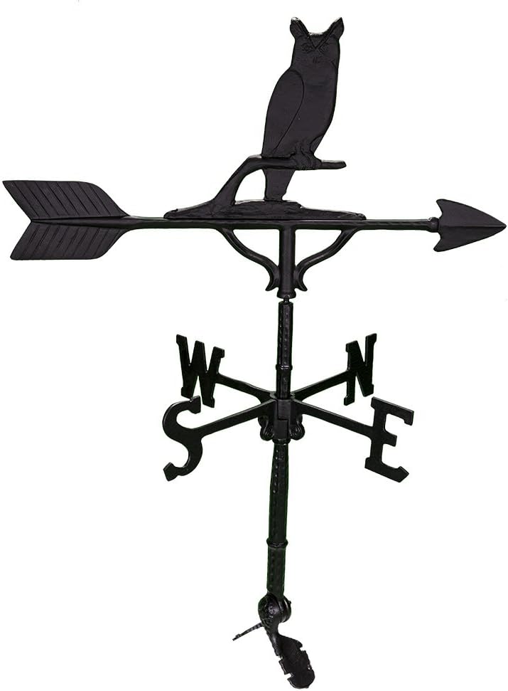 Veleta de 32 pulgadas con adorno de búho negro satinado