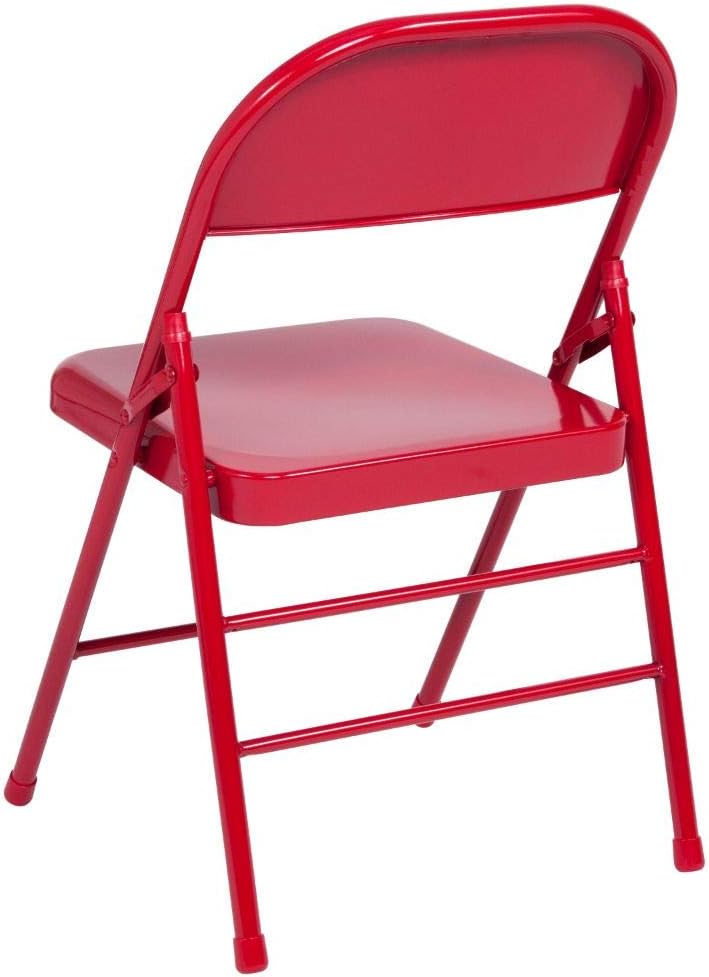 Flash Furniture Serie Hércules Silla plegable de metal de triple soporte y doble bisagra -rojo – paquete de 2