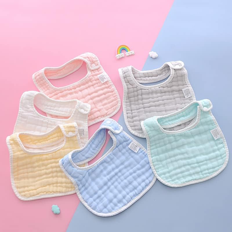 YCHWFF Baberos de muselina, baberos para bebé, baberos de solapa, hombros de solapa, paños ajustables multiusos de 8 capas, 100% algodón orgánico