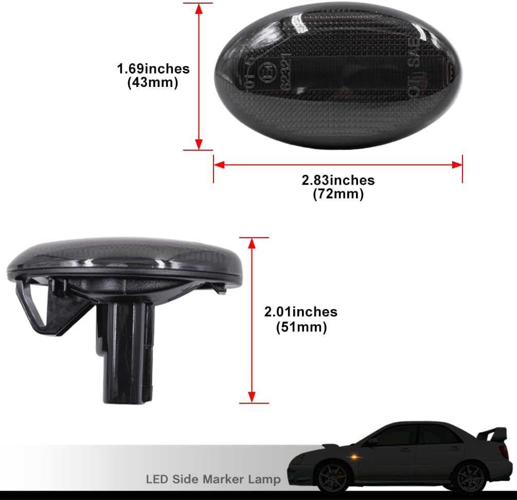 NJSBYL Impreza WRX – Lámpara de marcador lateral LED para Subaru Impreza WRX 2002 2003 2004 2005 2006 2007 Fender Turn Signal Kits de luz de lente