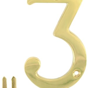 ZW Hardware A200 6 pulgadas latón brillante casa número 3 ZW Hardware A200 6 pulgadas latón brillante casa número 3