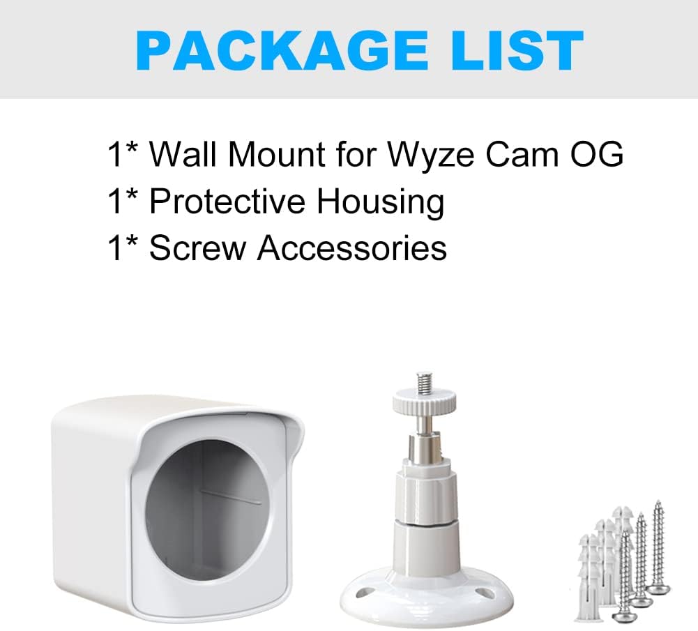 Soporte de pared para telefoto Wyze Cam OG y Wyze Cam OG, cubierta protectora resistente a la intemperie y soporte de montaje en pared ajustable de