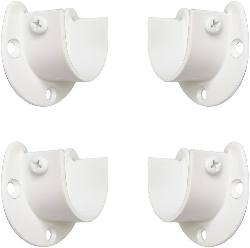 White Edition – Soporte para barra de armario de acero inoxidable, soporte de enchufe de tipo abierto en forma de U, soporte de armario, barra de