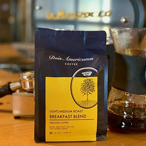 Dois Americanos Breakfast Roast – Café en grano entero, medio ligero, 12 onzas
