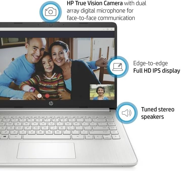 HP 14 Slim Laptop en Mistic Silver Ryzen 3 Dual Core hasta 3.5GHz 8GB RAM 128GB SSD 14in Full HD LCD Webcam WiFi HDMI Windows 11 (14-FQ – Renovado)