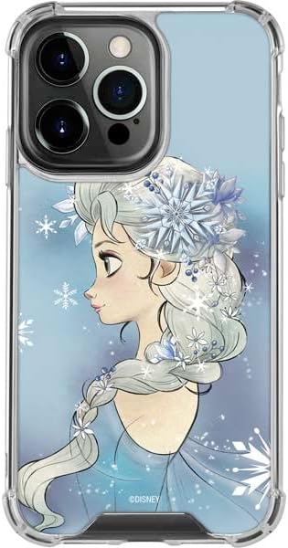 Skinit Funda transparente compatible con iPhone 15 Pro, diseño de retrato lateral de Elsa de Disney con licencia oficial