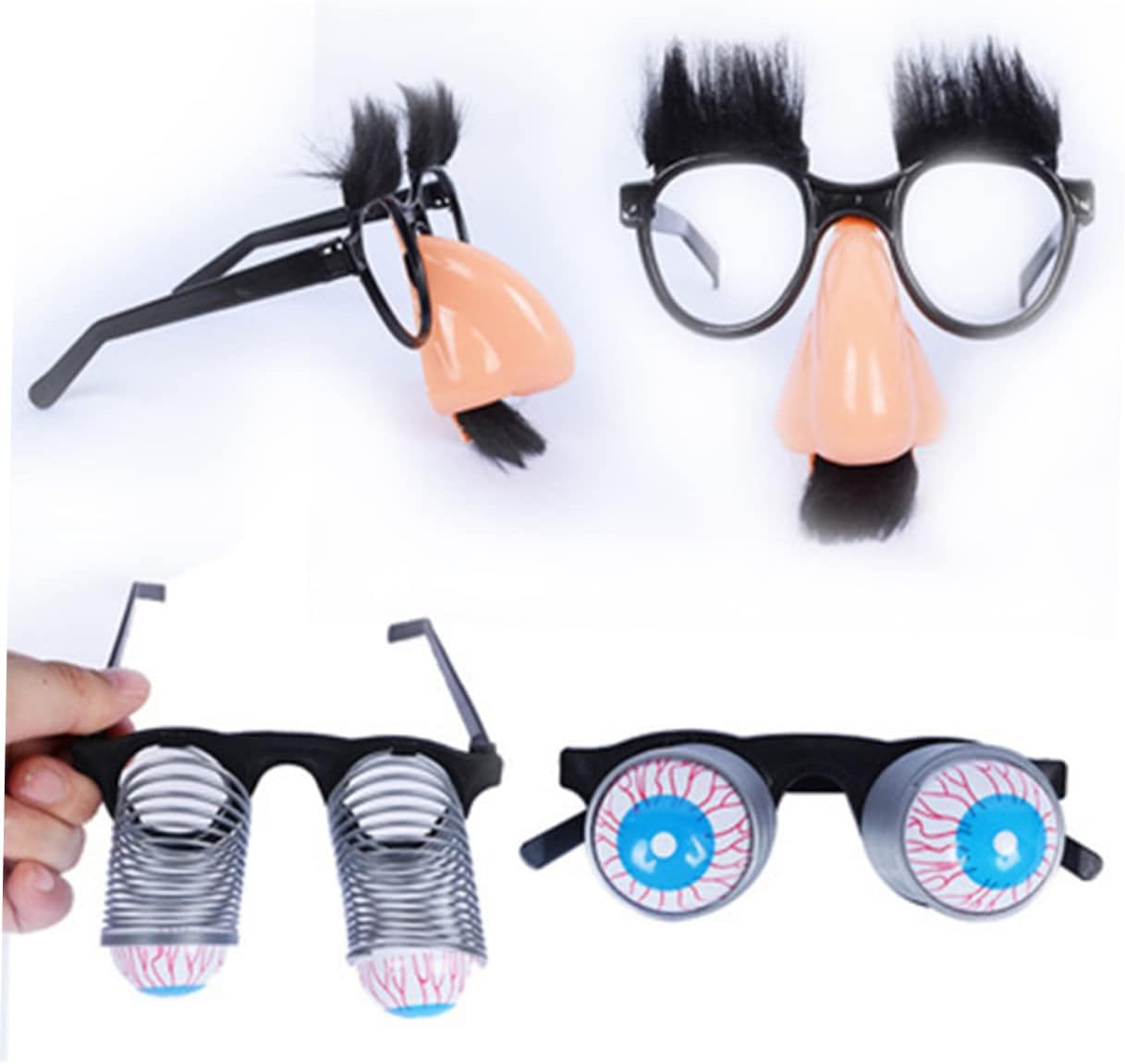 4 gafas de fiesta de Halloween con globos oculares en muelles, divertido juguete de payaso, juguetes elásticos para decoración de niños, gafas
