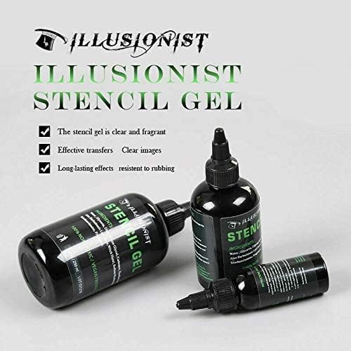 Illusionist Tattoo Stencil Transfer Gel Solution- Produce plantillas oscuras y limpias – Dura todo el día (1 onza)
