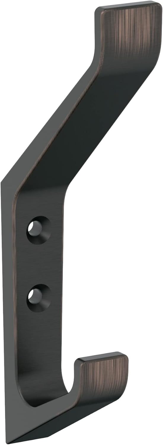 Amerock H37003ORB – Gancho decorativo de pared Emerge de doble punta, gancho de bronce aceitado para abrigos, sombreros, mochilas, bolsos, ganchos