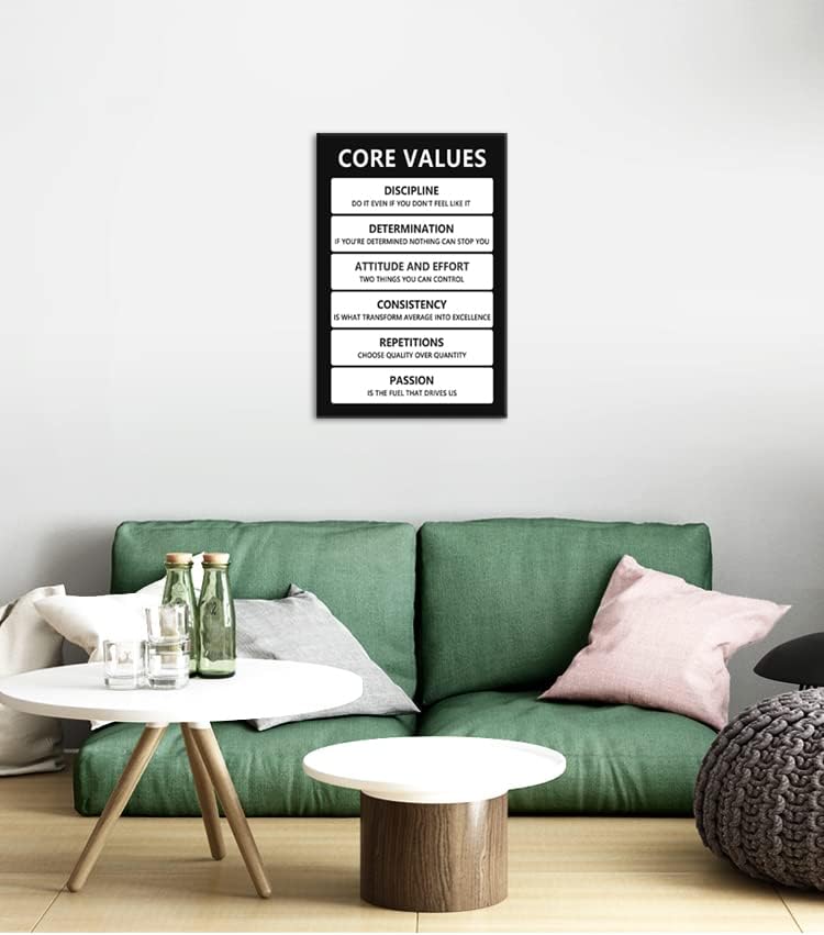 Core Values – Arte de pared inspirador para decoración de oficina, póster inspirador, lienzo motivacional, impresiones artísticas de pared para sala