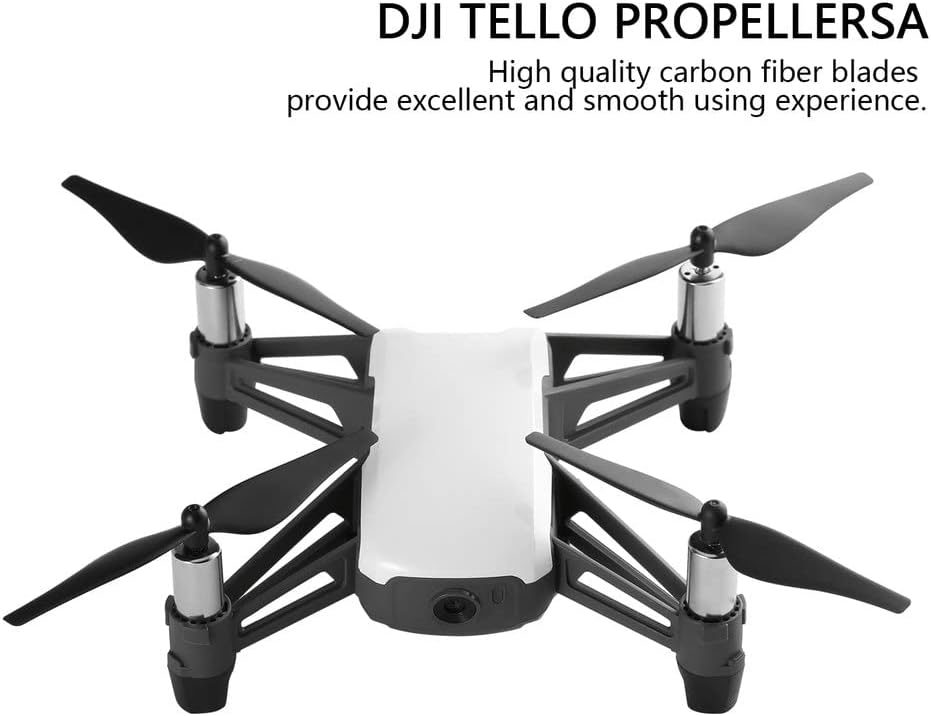 RiToEasysports Juego de 4 pares de cuchillas de hélice, juego de repuesto de hélice de dron ligero de fibra de carbono para DJI Tello (negro)
