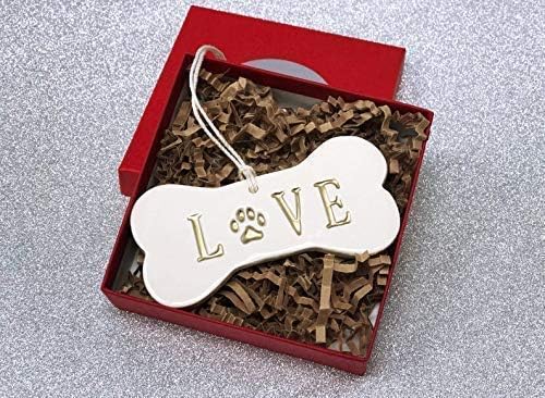 LOVE Dog Christmas Ornament, Dog Ornament, Dog Bone Ornament, Christmas Pet Ornament, Holiday Gift for Dog Lovers, Dog Gift